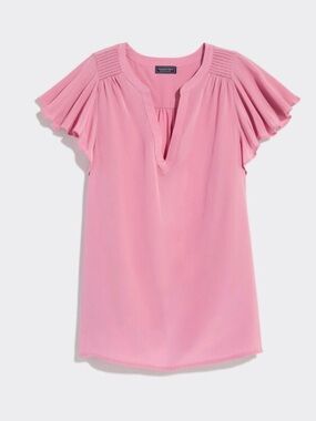 🌸NWT Vineyard Vines Pink Split-Neck Flutter Sleeve Tunic